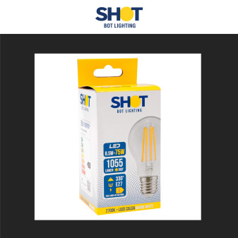 Lampadina LED E27 8,5W Bulb A60 Filamento Bot Lighting Shot