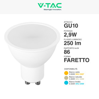 VT-2333 Lampadina LED GU10 2,9W Faretto Spotlight SMD V-Tac