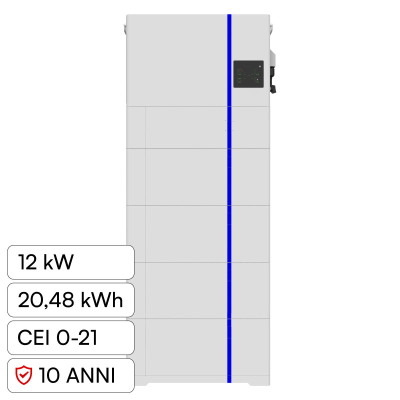 Sistema All-In-One Inverter Trifase 12kW 4 Batterie BMS 20,48kWh V-Tac