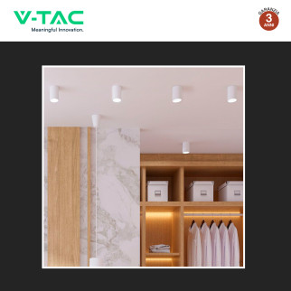 VT-1131 Portafaretto Rotondo da Soffitto per GU10 Bianco V-Tac