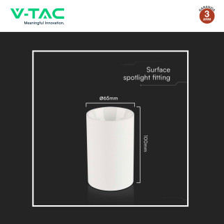 VT-1131 Portafaretto Rotondo da Soffitto per GU10 Bianco V-Tac