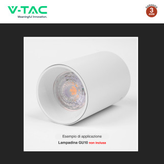 VT-1131 Portafaretto Rotondo da Soffitto per GU10 Bianco V-Tac