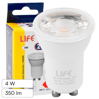 Life Faretto MR11 GU10 LED COB Lampadina 4W 38°