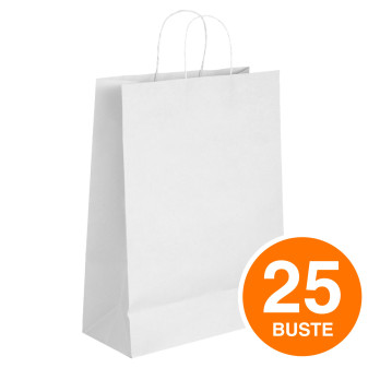 25 Buste di Carta Manici Ritorti Rex Sadoch 26x12x36cm