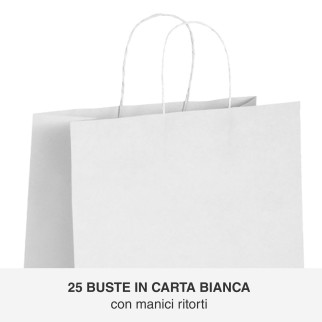 25 Buste di Carta Manici Ritorti Rex Sadoch 26x12x36cm