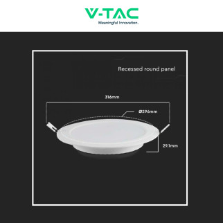 VT-61024 Mini Pannello LED Rotondo Slim 24W SMD da Incasso V-Tac
