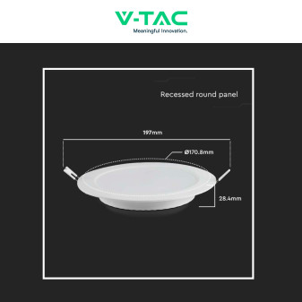 VT-61012 Mini Pannello LED Rotondo Slim 12W SMD da Incasso V-Tac