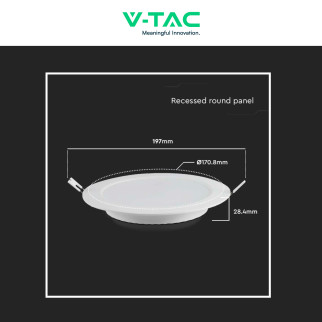 VT-61012 Mini Pannello LED Rotondo Slim 12W SMD da Incasso V-Tac