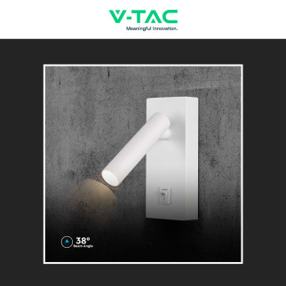 VT-402 Lampada LED Muro 2W SMD Applique da Lettura Bianca IP20 V-Tac