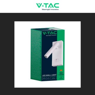 VT-402 Lampada LED Muro 2W SMD Applique da Lettura Bianca IP20 V-Tac