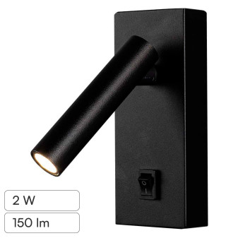 VT-402 Lampada LED Muro 2W SMD Applique da Lettura Nera IP20 V-Tac