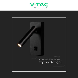 VT-402 Lampada LED Muro 2W SMD Applique da Lettura Nera IP20 V-Tac