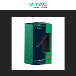 VT-402 Lampada LED Muro 2W SMD Applique da Lettura Nera IP20 V-Tac