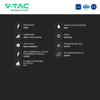 Pannelli Solari Fotovoltaici 450W IP68 V-Tac