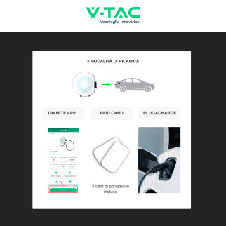 Wallbox 7,4kW Monofase Smart IP65 IK10 con Cavo Tipo 2 V-Tac