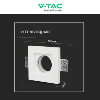 V-Tac VT 765SQ Portafaretto Quadrato da Incasso in Gesso per