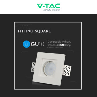 V-Tac VT 765SQ Portafaretto Quadrato da Incasso in Gesso per