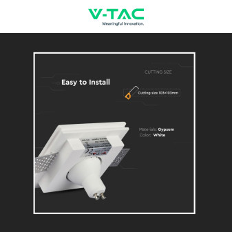 V-Tac VT 765SQ Portafaretto Quadrato da Incasso in Gesso per