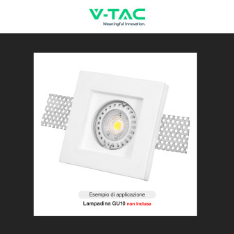 V-Tac VT 765SQ Portafaretto Quadrato da Incasso in Gesso per
