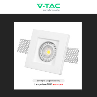 V-Tac VT 765SQ Portafaretto Quadrato da Incasso in Gesso per