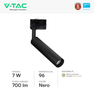 VT-407 Faretto LED da Binario7W Track Light COB Chip Samsung V-Tac