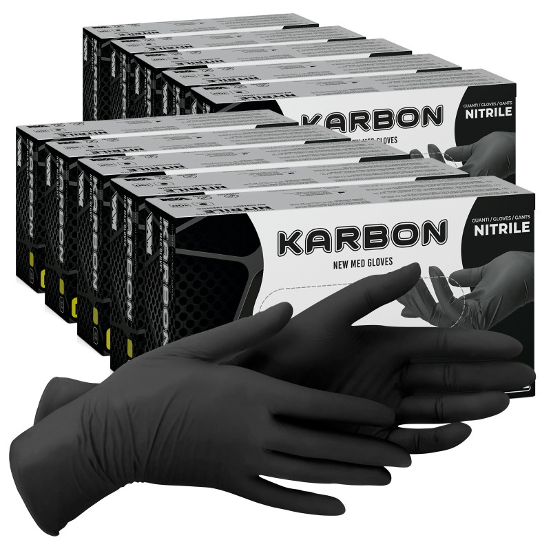New Med Gloves Karbon Guanti Monouso Neri in Nitrile 1000 pezzi