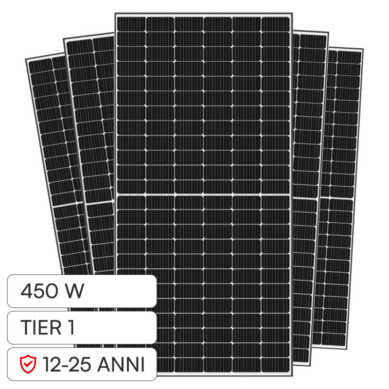 Pannelli Solari Fotovoltaici 450W TIER 1 IP68 Telaio Nero V-Tac