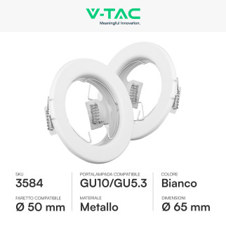VT-778 2 Portafaretti Rotondi a Incasso per GU10 Bianchi V-Tac