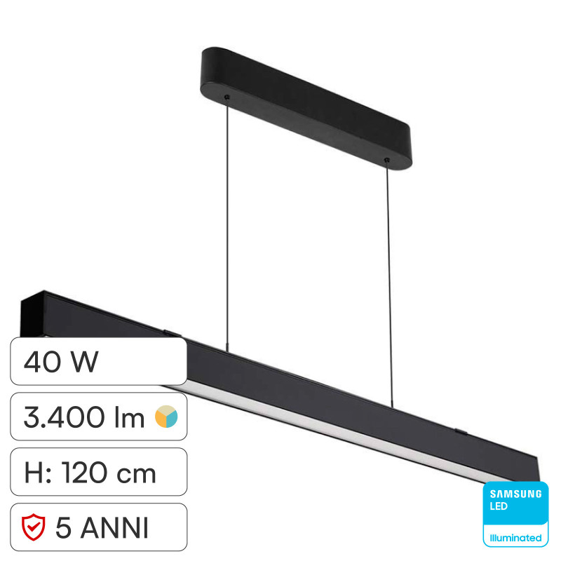 VT-7-44 Lampada LED Lineare a Sospensione 40W SMD Samsung 3in1 V-Tac