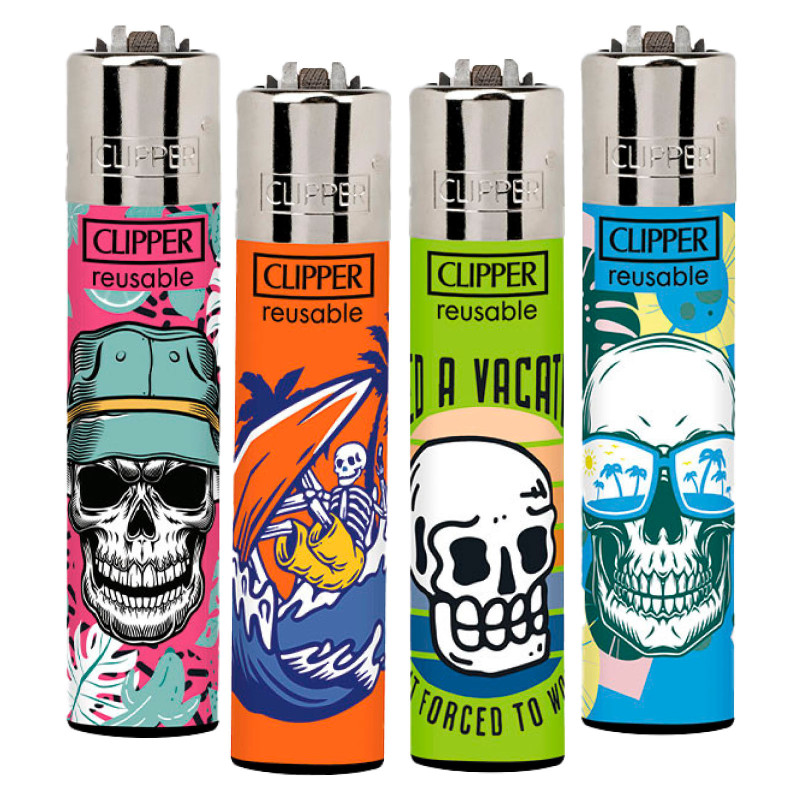 Clipper Large Accendino A Pietrina Vacay Skulls 4 Accendini