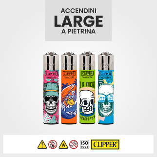 Clipper Large Accendino A Pietrina Vacay Skulls 4 Accendini