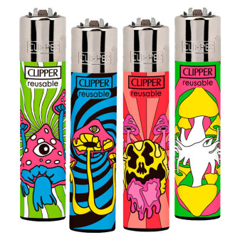 Clipper Large Accendino A Pietrina Neon Shrooms 4 Accendini