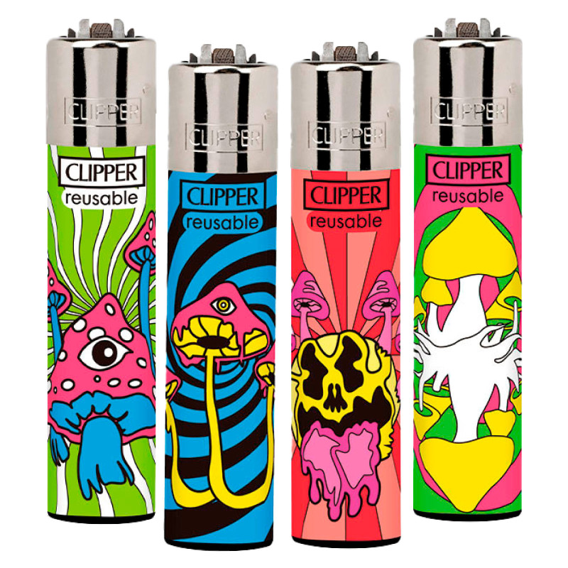 Clipper Large Accendino A Pietrina Neon Shrooms 4 Accendini