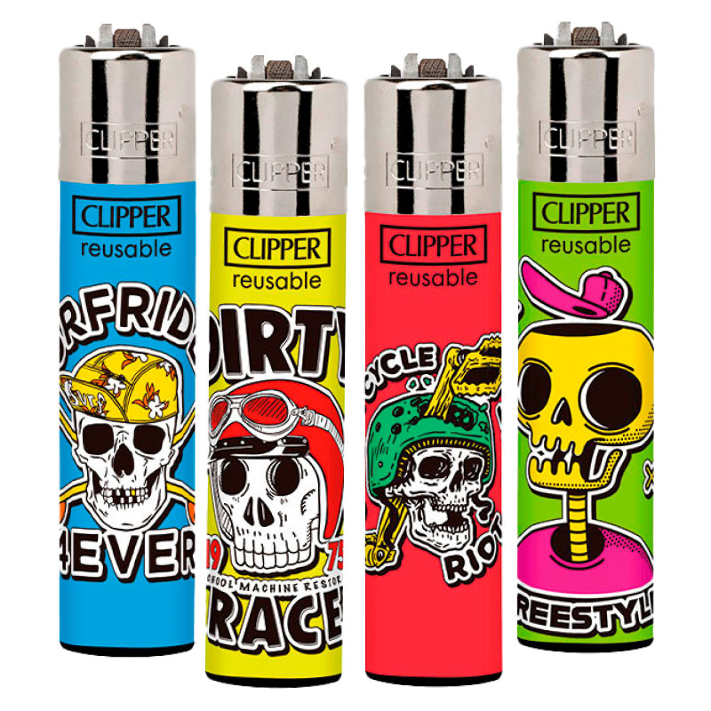Clipper Large Accendino A Pietrina Skullttoo 2 4 Accendini