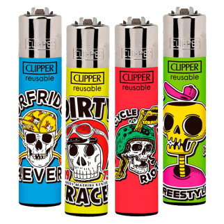 Clipper Large Accendino A Pietrina Skullttoo 2 4 Accendini