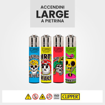Clipper Large Accendino A Pietrina Skullttoo 2 4 Accendini