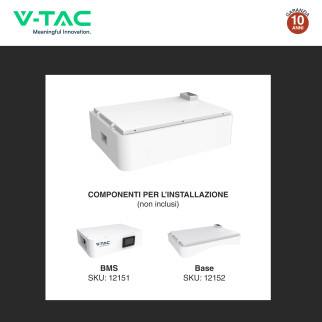 V-Tac Batteria Stack LiFePO4 5,12kWh Impianti Fotovoltaici CEI 0-21