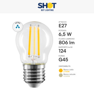 Acquista Bot Lighting Shot Lampadina LED E27 6,5W MiniGlobo