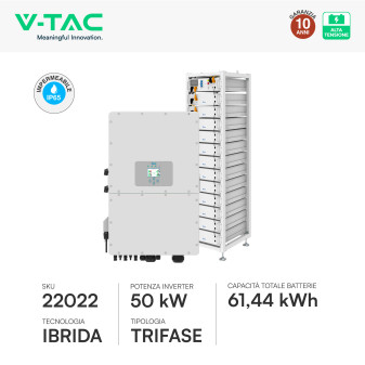 V-Tac Kit Inverter Trifase Ibrido 50kW + Accumulatore LiFePO4