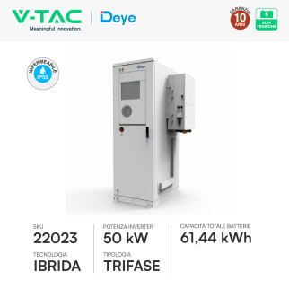 V-Tac Kit Inverter Trifase Ibrido 50kW + Accumulatore LiFePO4 61,44kWh
