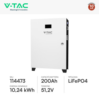 VT-12040 Accumulatore 10,24kWh Impianti Fotovoltaici CEI 0-21 V-Tac