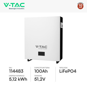 VT-5139 Accumulatore 5,12kWh Impianti Fotovoltaici CEI 0-21 V-Tac