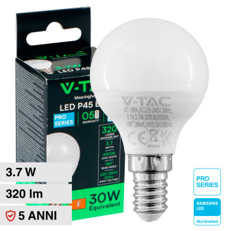 VT-1804 Lampadina LED E14 3.7W MiniGlobo P45 Samsung SMD V-Tac Pro