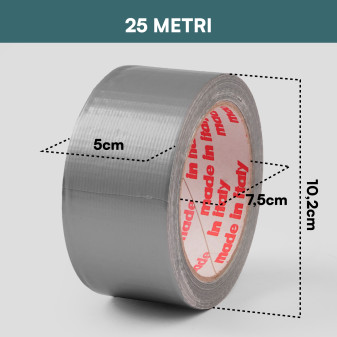 Nastro Adesivo Telato Americano Grigio Professionale 5cm x 25m