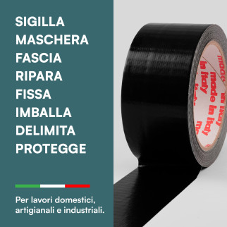Nastro Adesivo Telato Americano Nero Professionale 5cm x 25m