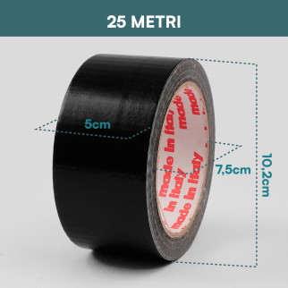 Nastro Adesivo Telato Americano Nero Professionale 5cm x 25m