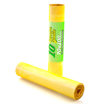 Sacchi Gialli Plastica HDPE Raccolta Differenziata 110L 70x100cm