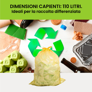 Sacchi Gialli Plastica HDPE Raccolta Differenziata 110L 70x100cm