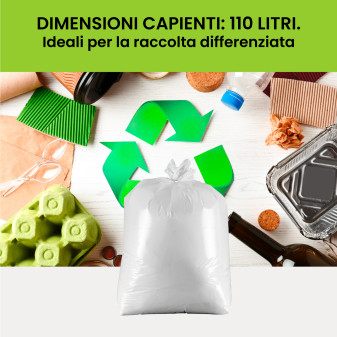 Sacchi Trasparenti Plastica HDPE Raccolta Differenziata 110L 70x100cm