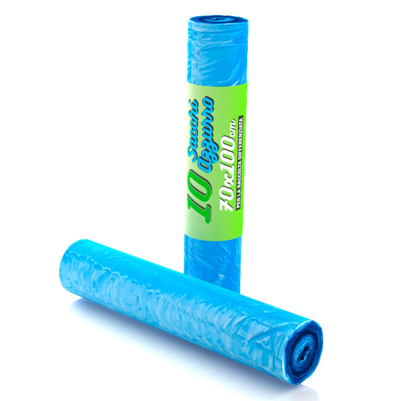 Sacchi Azzurri Plastica HDPE Raccolta Differenziata 110L 70x100cm